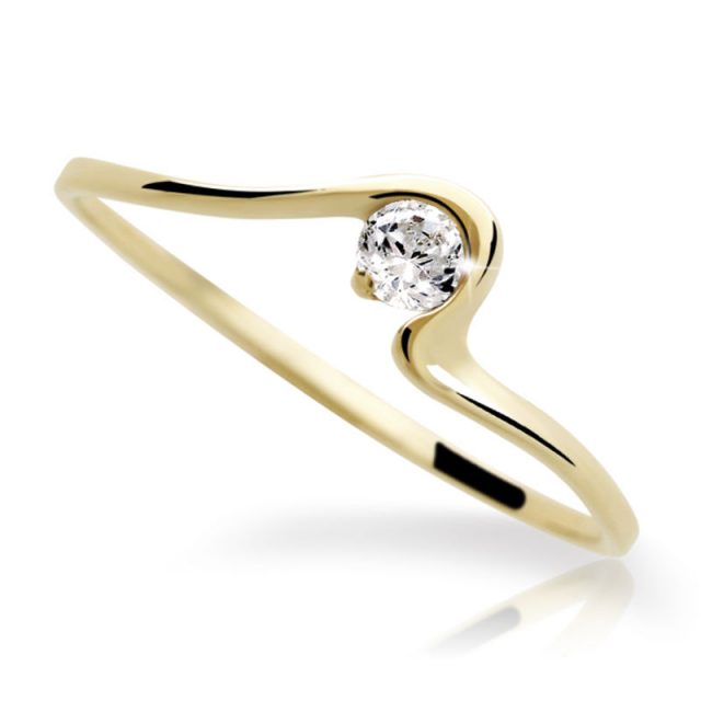 Zlatý prsten DF 1082 ze žlutého zlata, s briliantem