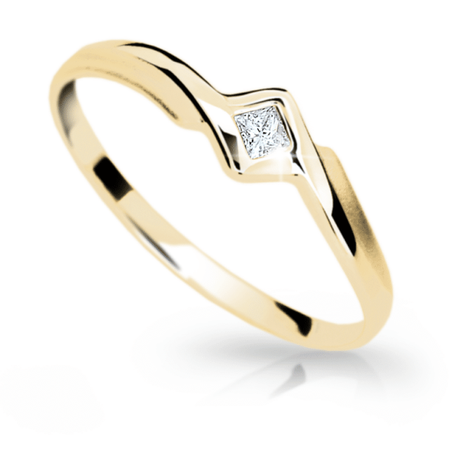 Zlatý prsten DF 1113 ze žlutého zlata, s briliantem