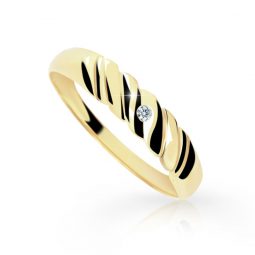 Zlatý prsten DF 1207 ze žlutého zlata, s briliantem