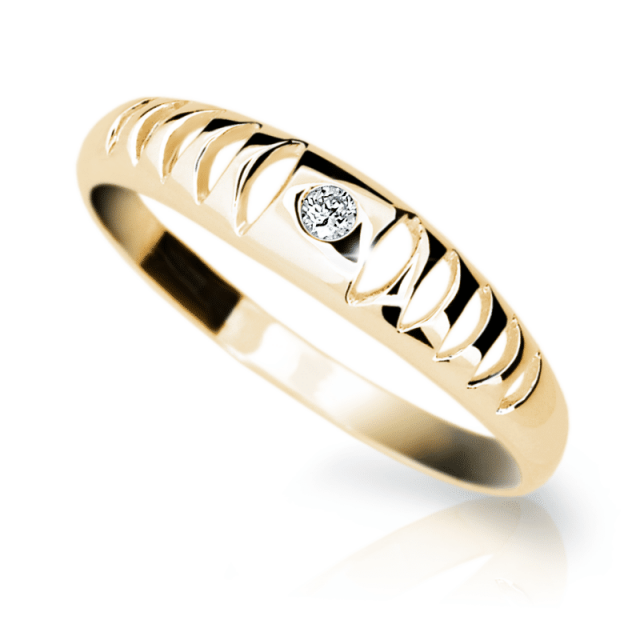 Zlatý prsten DF 1282 ze žlutého zlata, s briliantem