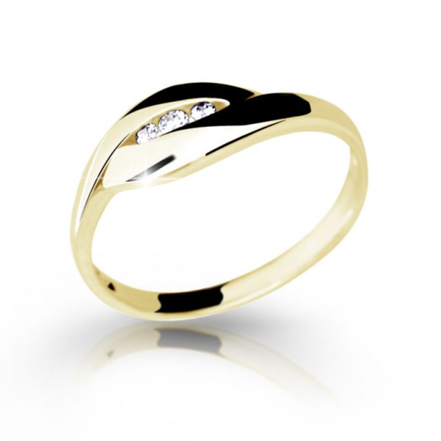 Zlatý prsten DF 18 ze žlutého zlata, s briliantem