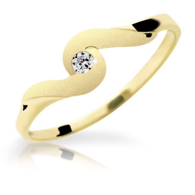 Zlatý prsten DF 12 ze žlutého zlata, s briliantem