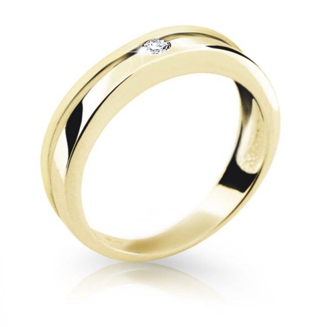 Zlatý prsten DF 10 ze žlutého zlata, s briliantem