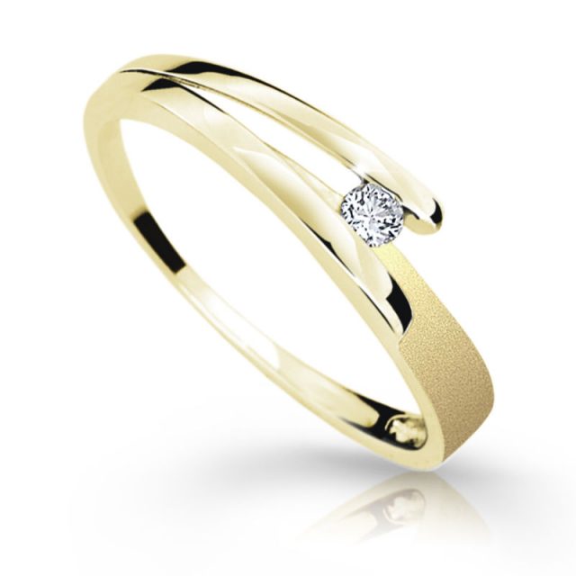 Zlatý prsten DF 16 ze žlutého zlata, s briliantem