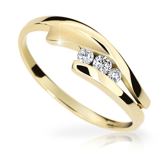 Zlatý prsten DF 17 ze žlutého zlata, s briliantem
