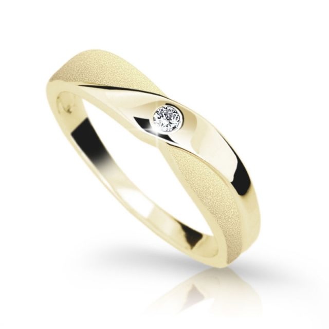Zlatý prsten DF 17 ze žlutého zlata, s briliantem