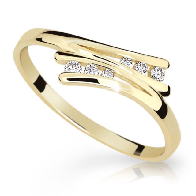 Zlatý prsten DF 19 ze žlutého zlata, s briliantem