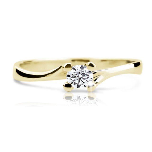 Zlatý zásnubní prsten DF 18, žluté zlato, s briliantem