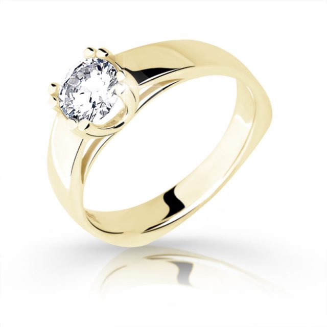 Zlatý zásnubní prsten DF 1888, žluté zlato, s diamantem