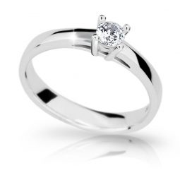Zlatý zásnubní prsten DF 1902, bílé zlato, s briliantem