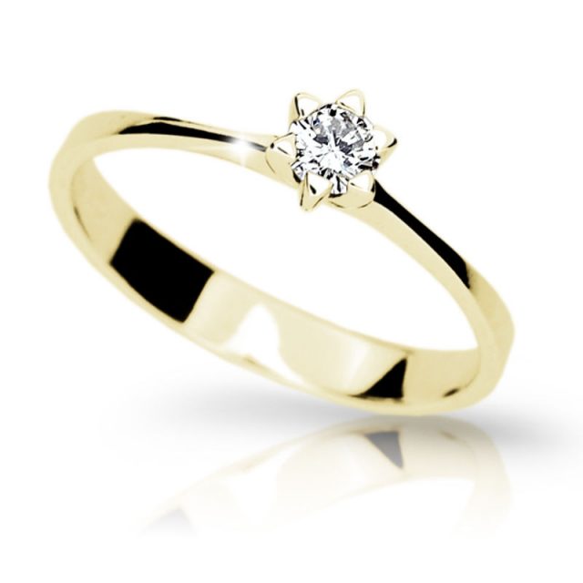 Zlatý zásnubní prsten DF 19, žluté zlato, s briliantem
