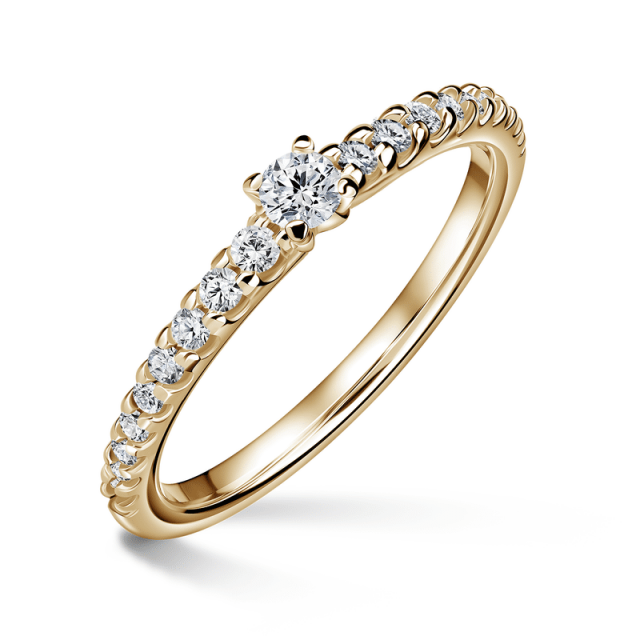 Aria | Zásnubní prsten se středovým kamenem 0.0ct, žluté zlato, s diamanty
