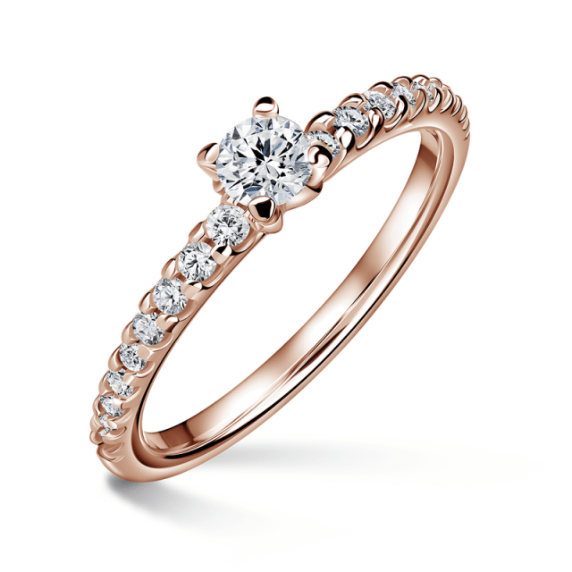 Aria | Zásnubní prsten se středovým kamenem 0.180ct, růžové zlato, s diamanty