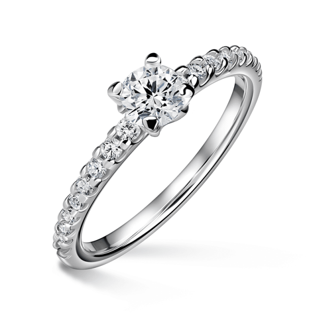 Aria | Zásnubní prsten se středovým kamenem 0.0ct, bílé zlato, s diamanty