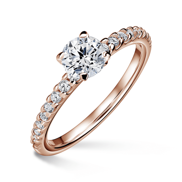 Aria | Zásnubní prsten se středovým kamenem 0.900ct, růžové zlato, s diamanty