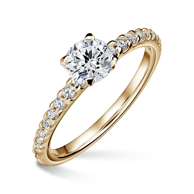 Aria | Zásnubní prsten se středovým kamenem 0.900ct, žluté zlato, s diamanty