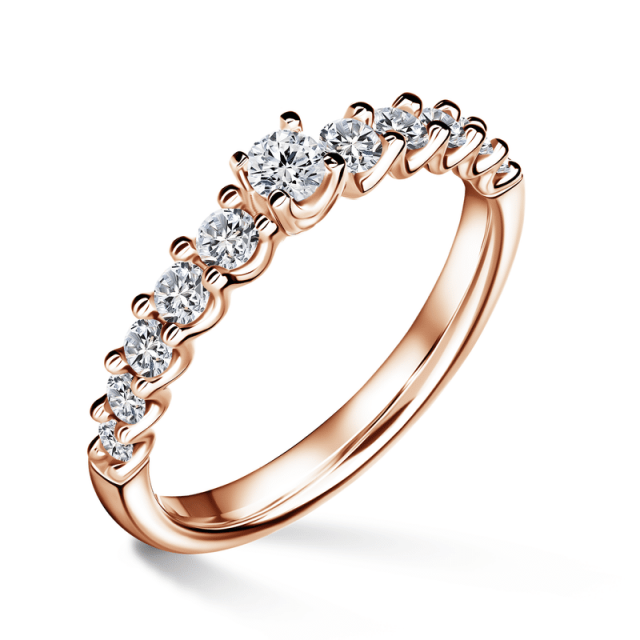 Dafné | Zásnubní prsten se středovým kamenem 0.145ct, růžové zlato, s diamanty