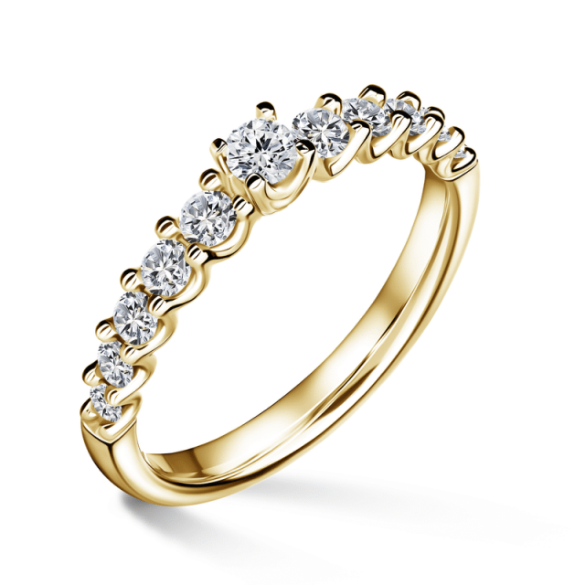 Dafné | Zásnubní prsten se středovým kamenem 0.145ct, žluté zlato, s diamanty