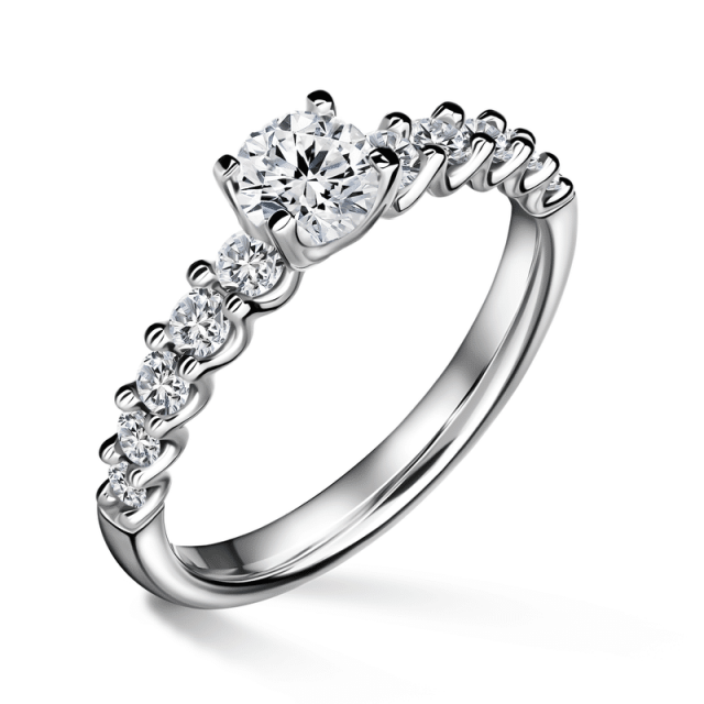 Dafné | Zásnubní prsten se středovým kamenem 0.0ct, bílé zlato, s diamanty