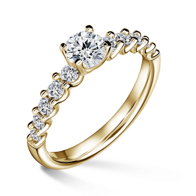 Dafné | Zásnubní prsten se středovým kamenem 0.0ct, žluté zlato, s diamanty