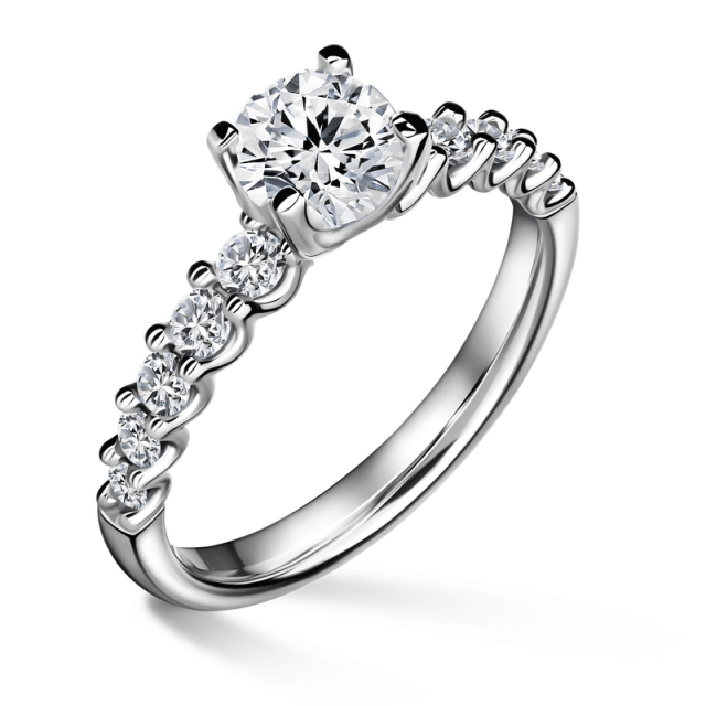 Dafné | Zásnubní prsten se středovým kamenem 0.900ct, bílé zlato, s diamanty