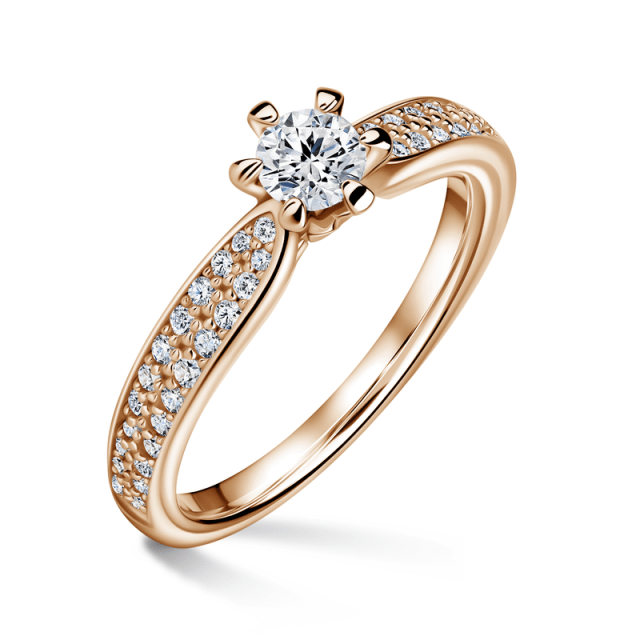 Florence Side Stones | Zásnubní prsten se středovým kamenem 0.25 ct, růžové zlato, s diamanty