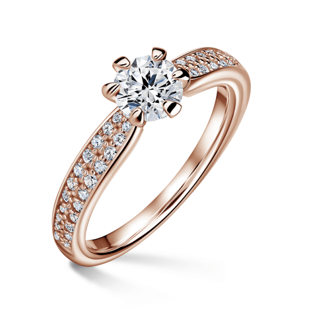 Florence Side Stones | Zásnubní prsten se středovým kamenem 0.0ct, růžové zlato, s diamanty