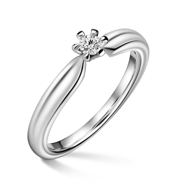 Florence | Zásnubní prsten se středovým diamantem 0.085ct, bílé zlato