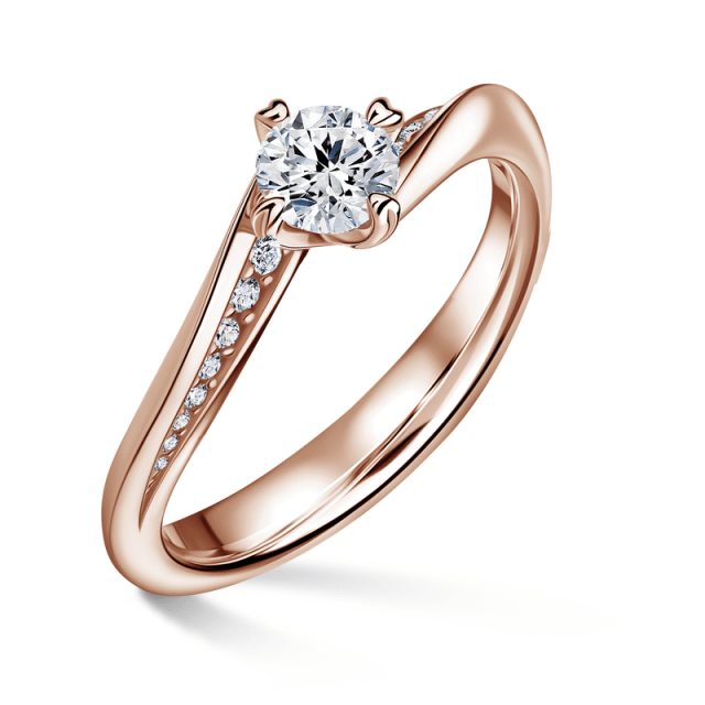 Freya Side Stones | Zásnubní prsten se středovým kamenem 0.0ct, růžové zlato, s diamanty
