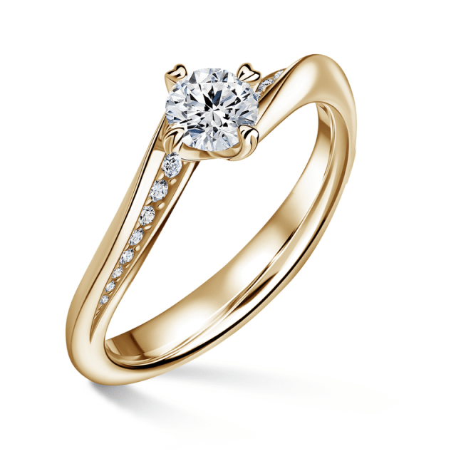 Freya Side Stones | Zásnubní prsten se středovým kamenem 0.0ct, žluté zlato, s diamanty