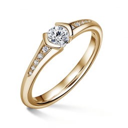 Harmonia | Zásnubní prsten se středovým kamenem 0.400ct, žluté zlato, s diamanty