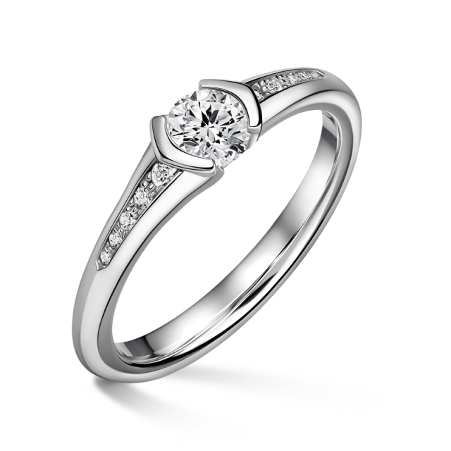 Harmonia | Zásnubní prsten se středovým kamenem 0.0ct, bílé zlato, s diamanty