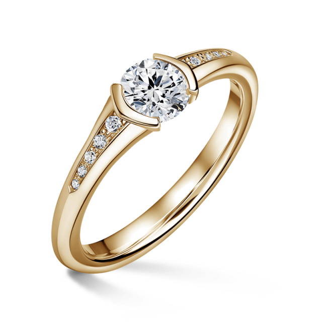 Harmonia | Zásnubní prsten se středovým kamenem 0.900ct, žluté zlato, s diamanty