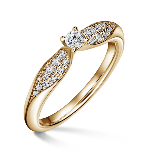 Luna | Zásnubní prsten se středovým kamenem 0.085ct, žluté zlato, s diamanty