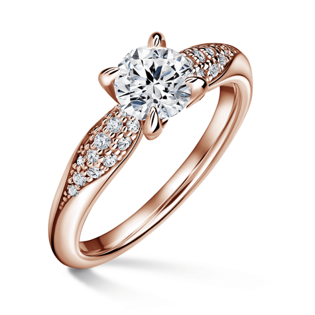 Luna | Zásnubní prsten se středovým kamenem 0.0ct, růžové zlato, s diamanty
