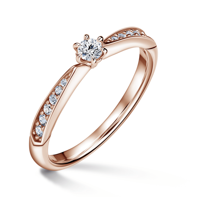 Minerva Side Stones | Zásnubní prsten se středovým kamenem 0.085ct, růžové zlato, s diamanty