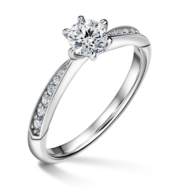 Minerva Side Stones | Zásnubní prsten se středovým kamenem 0.0ct, bílé zlato, s diamanty