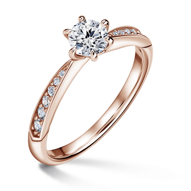 Minerva Side Stones | Zásnubní prsten se středovým kamenem 0.0ct, růžové zlato, s diamanty