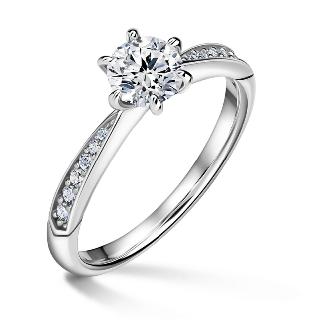 Minerva Side Stones | Zásnubní prsten se středovým kamenem 0.0ct, bílé zlato, s diamanty