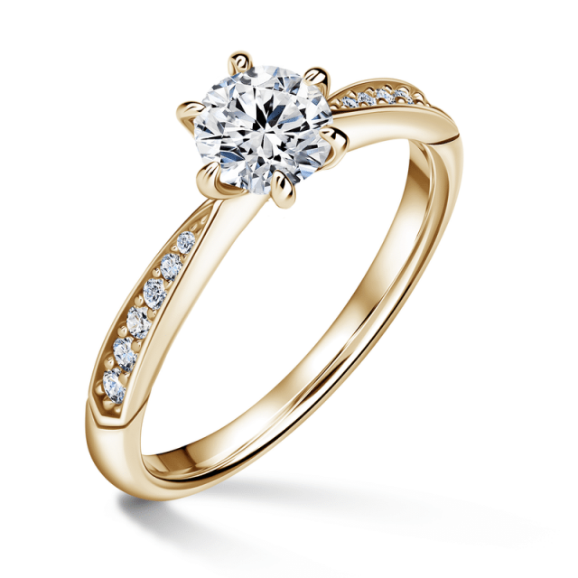 Minerva Side Stones | Zásnubní prsten se středovým kamenem 0.0ct, žluté zlato, s diamanty