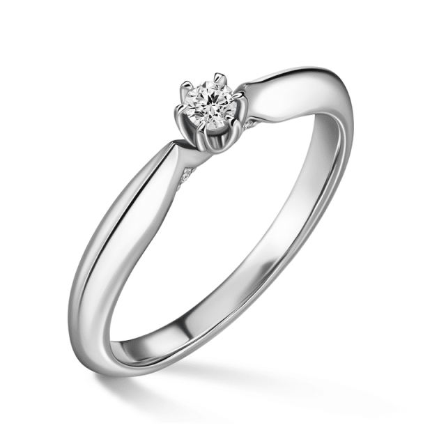Mira | Zásnubní prsten se středovým kamenem 0.085ct, bílé zlato, s diamanty