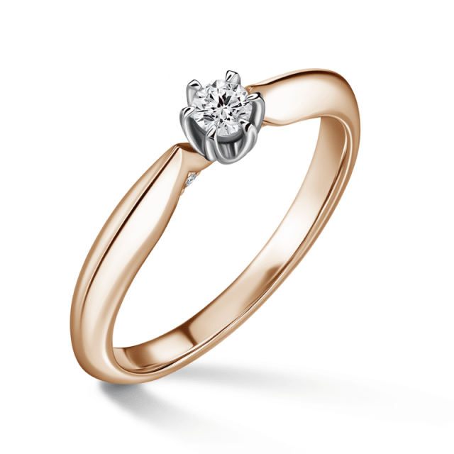 Mira | Zásnubní prsten se středovým kamenem 0.145ct, bílé a růžové zlato, s diamanty