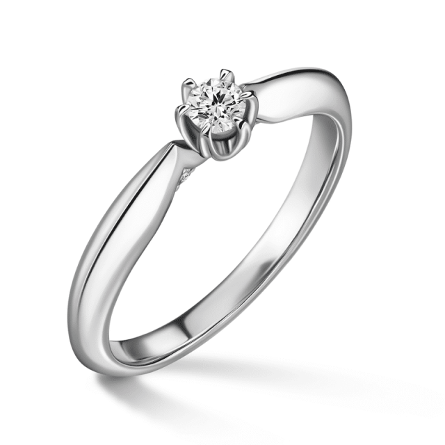Mira | Zásnubní prsten se středovým kamenem 0.145ct, bílé zlato, s diamanty