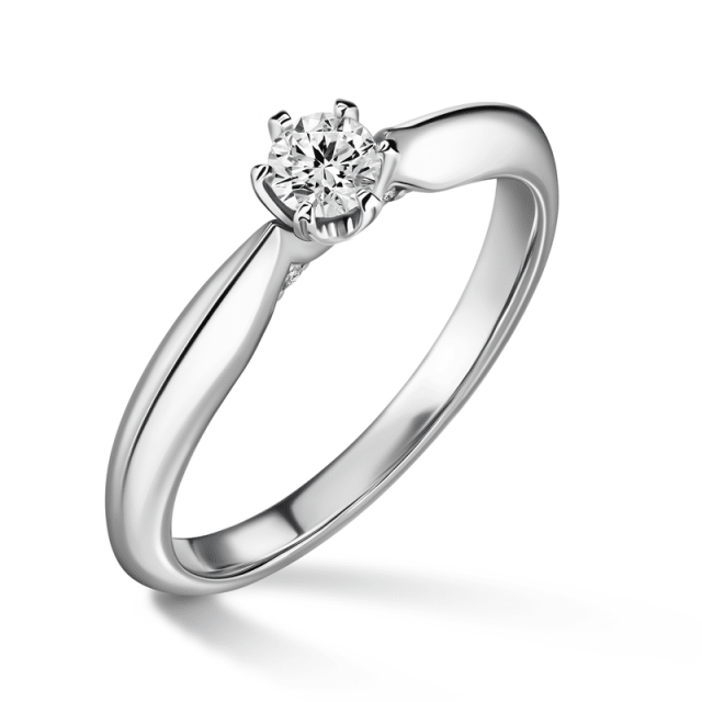 Mira | Zásnubní prsten se středovým kamenem 0.180ct, bílé zlato, s diamanty