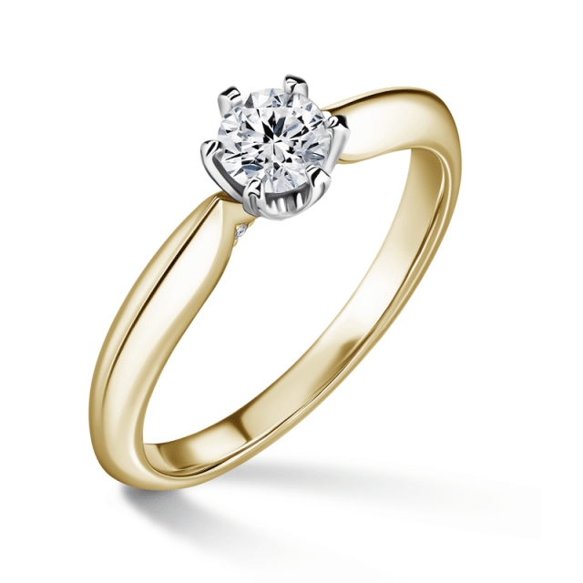 Mira | Zásnubní prsten se středovým kamenem 0.4ct, bílé a žluté zlato, s diamanty