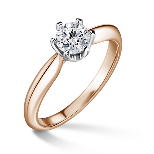 Mira | Zásnubní prsten se středovým kamenem 0.5ct, bílé a růžové zlato, s diamanty