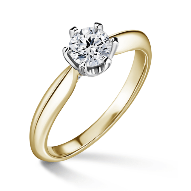 Mira | Zásnubní prsten se středovým kamenem 0.5ct, bílé a žluté zlato, s diamanty