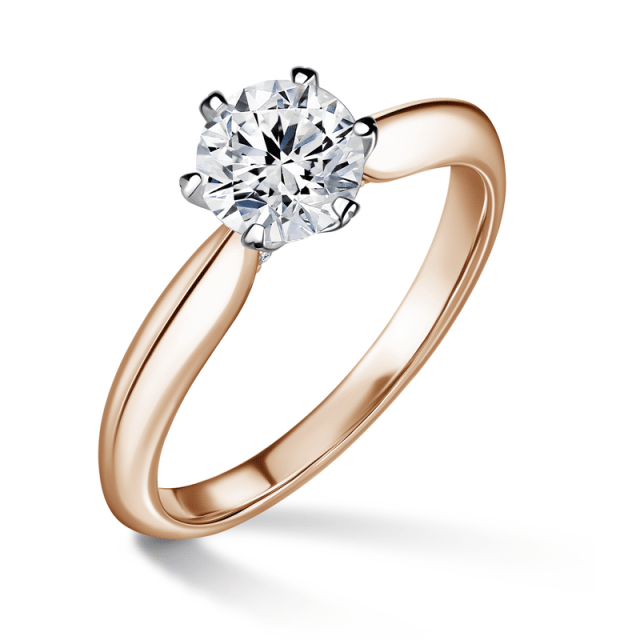 Mira | Zásnubní prsten se středovým kamenem 0.9ct, bílé a růžové zlato, s diamanty