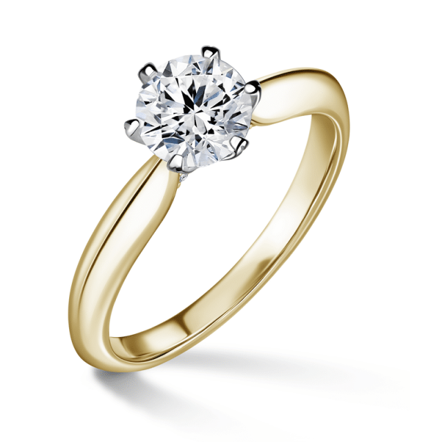 Mira | Zásnubní prsten se středovým kamenem 0.9ct, bílé a žluté zlato, s diamanty
