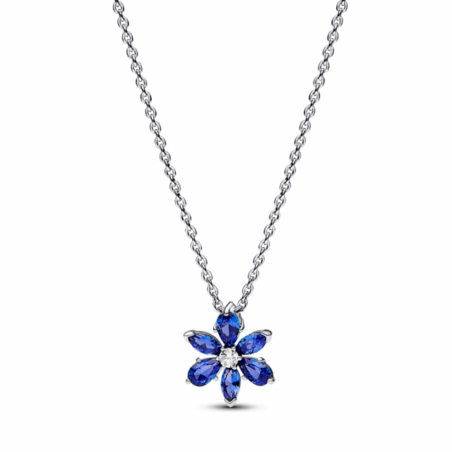 PANDORA náhrdelník Třpytivý modrý herbářový shluk 392387C02